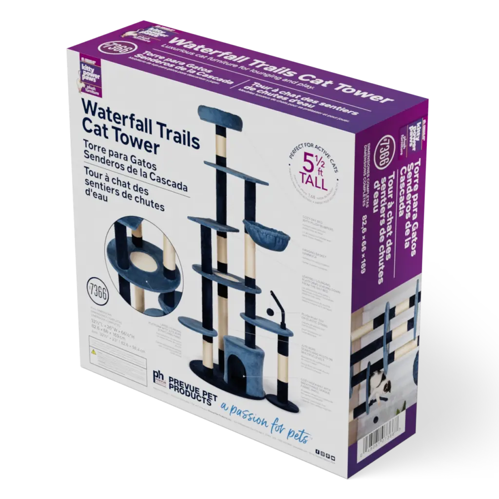 Kitty Power Paws retail packaging - Waterfall Trails Cat Tower (back)