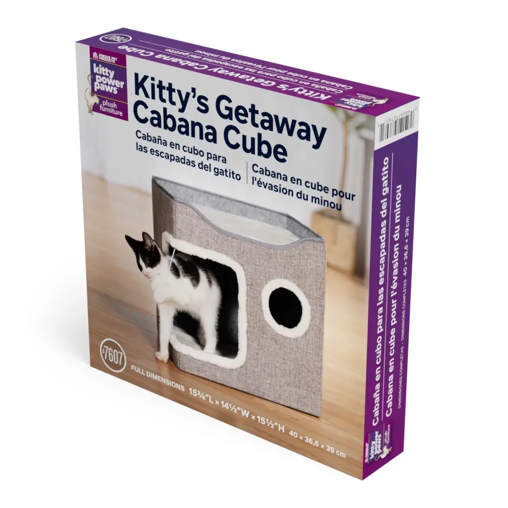 Kitty Power Paws retail packaging - Kitty's Getaway Cabana Cube