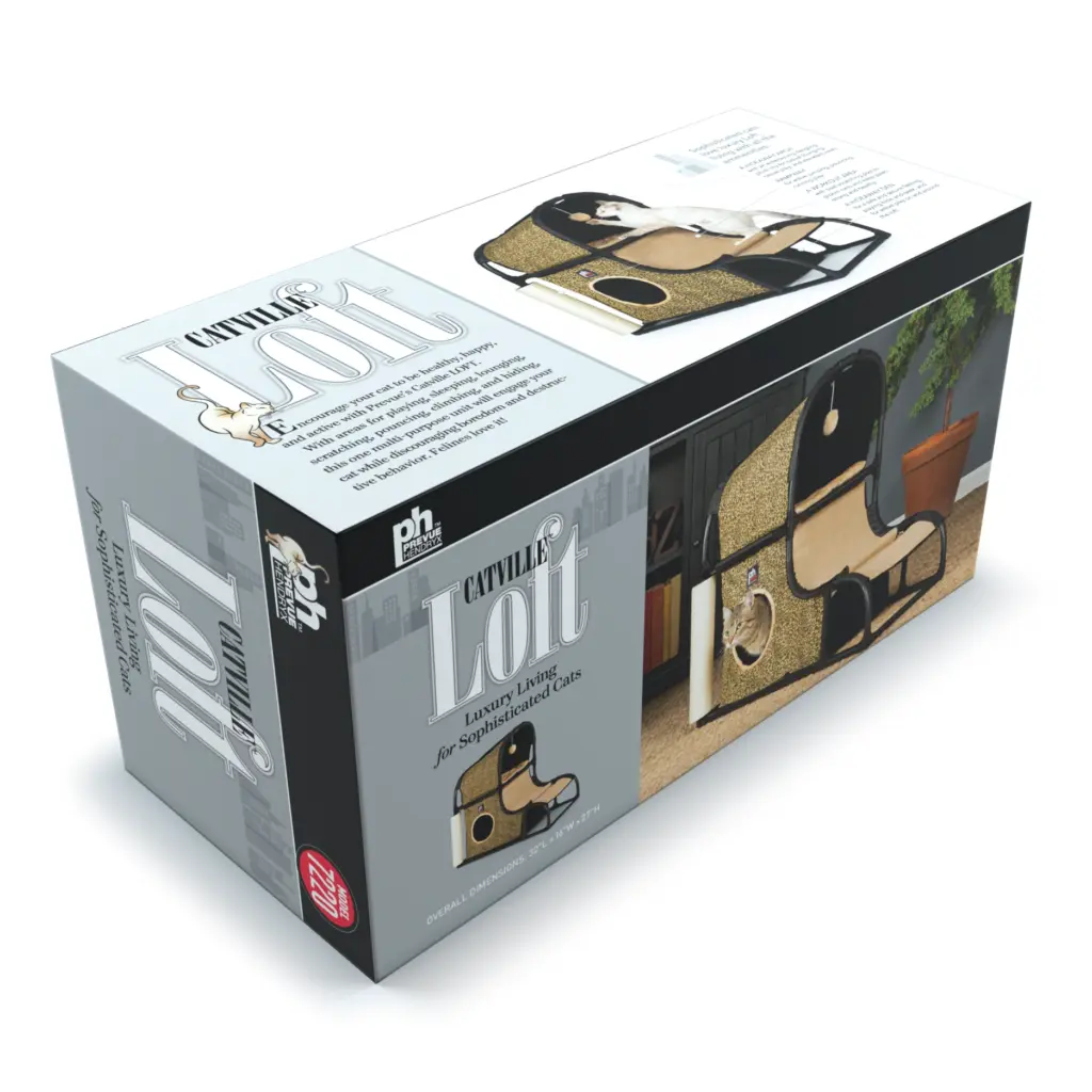 Catville Loft retail packaging -horizontal display