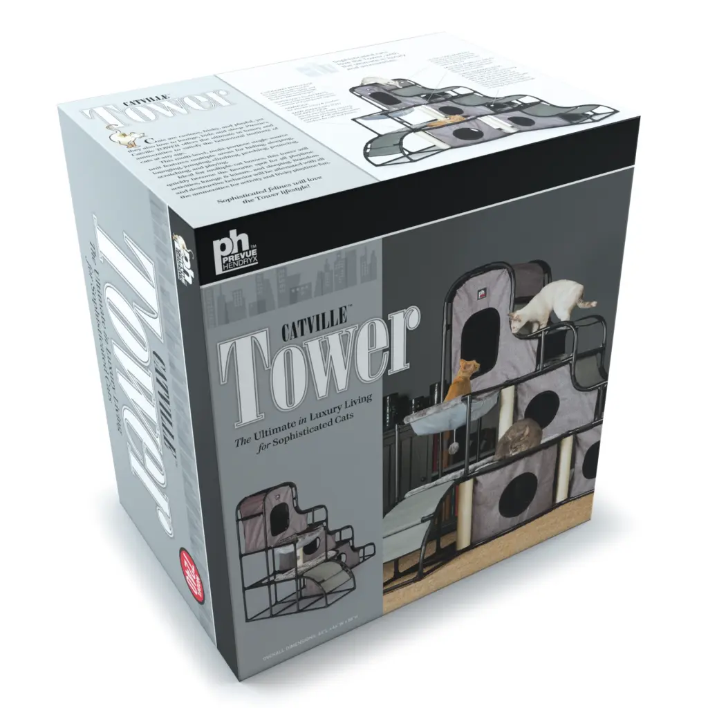 Catville Tower retail packaging -horizontal display