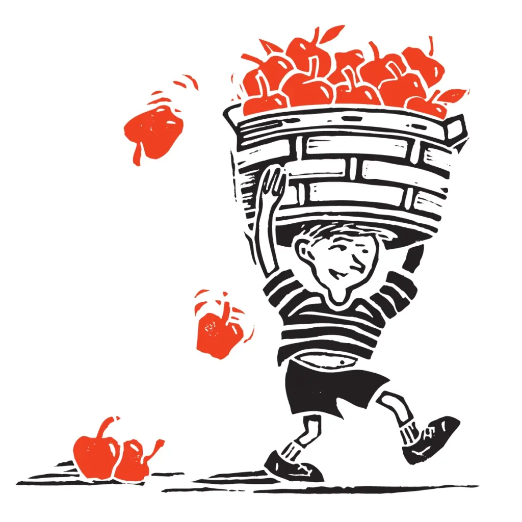 Jonny Apples linoleum cut original illustration