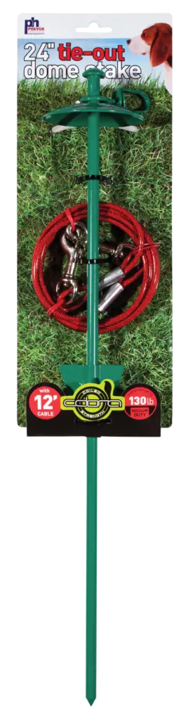 Tie-Out Dome Stake with Cable packaging