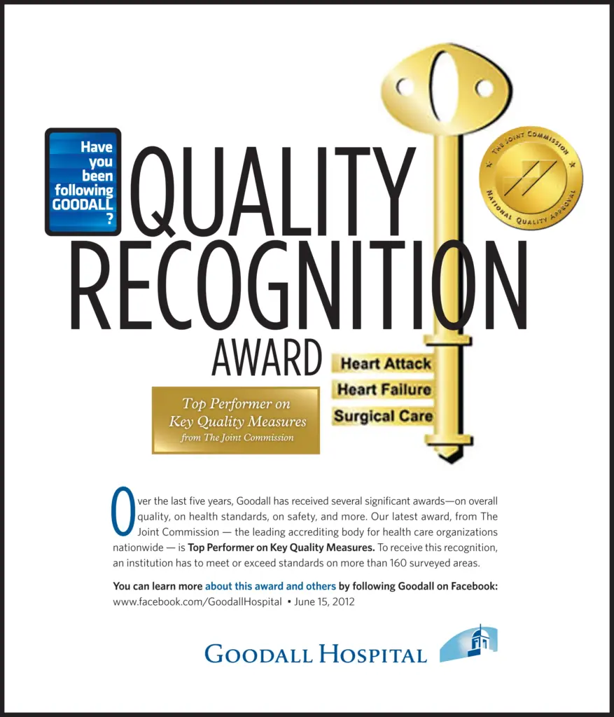 Goodall Hospital - "Quality Recognition Award" ad