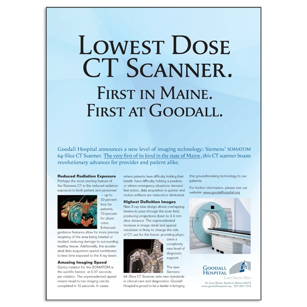 Goodall Hospital - handout - 64-Slice CT Scanner
