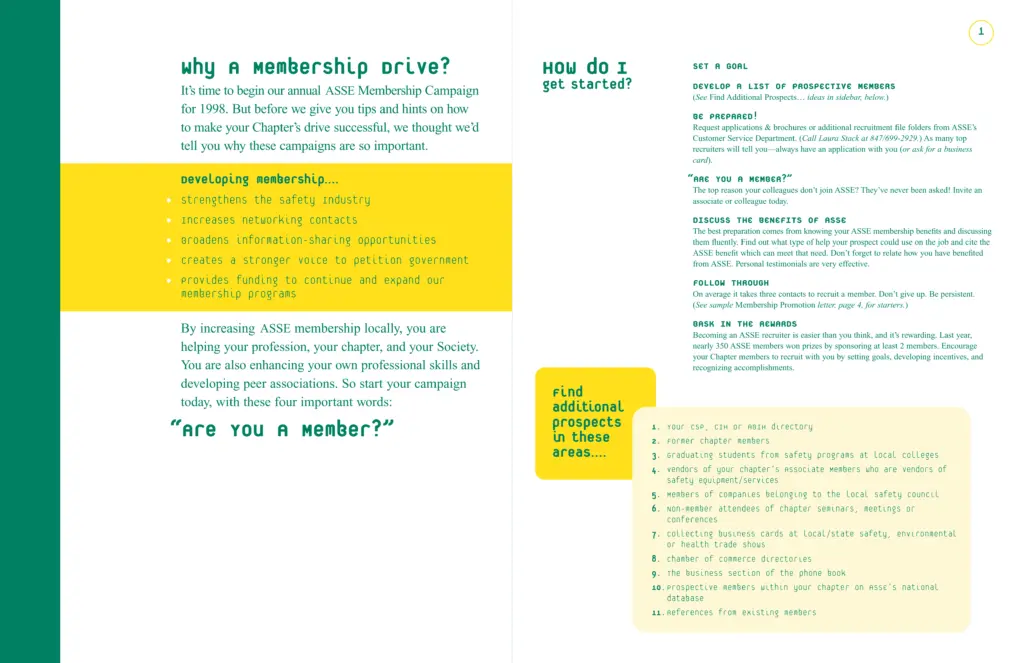 ASSE Membership Drive booklet spread
