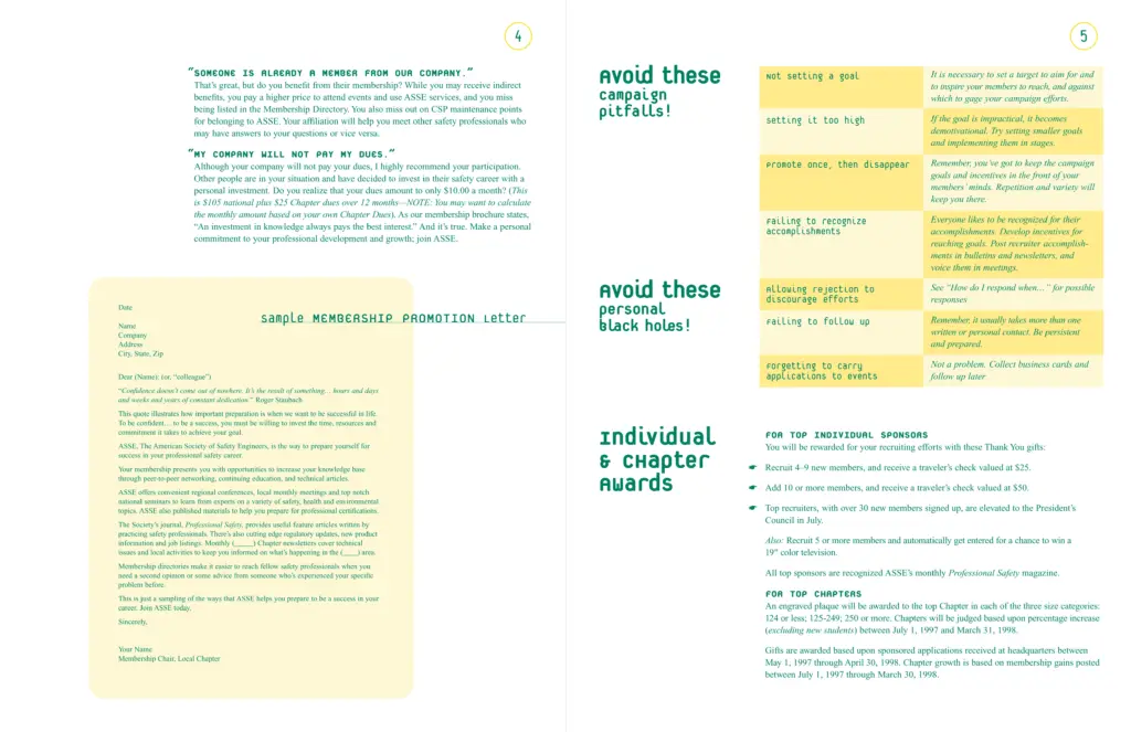 ASSE Membership Drive booklet spread