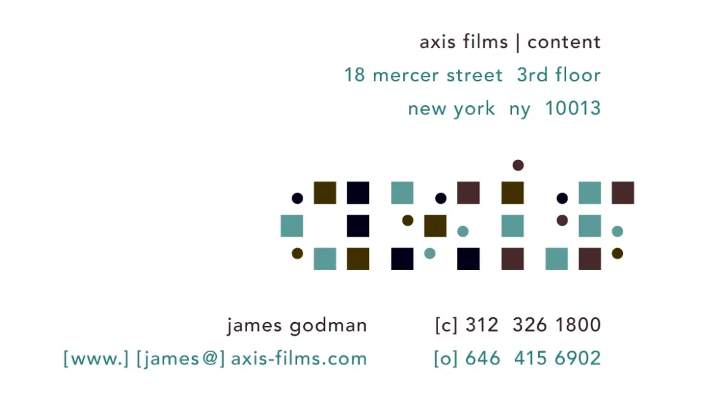 axis films and content - business card front