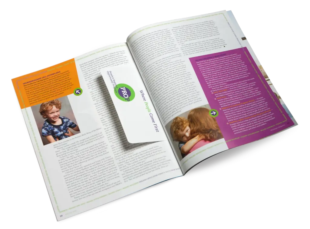 PROP People Quarterly Magazine - "Where People Come First" donation envelope spread