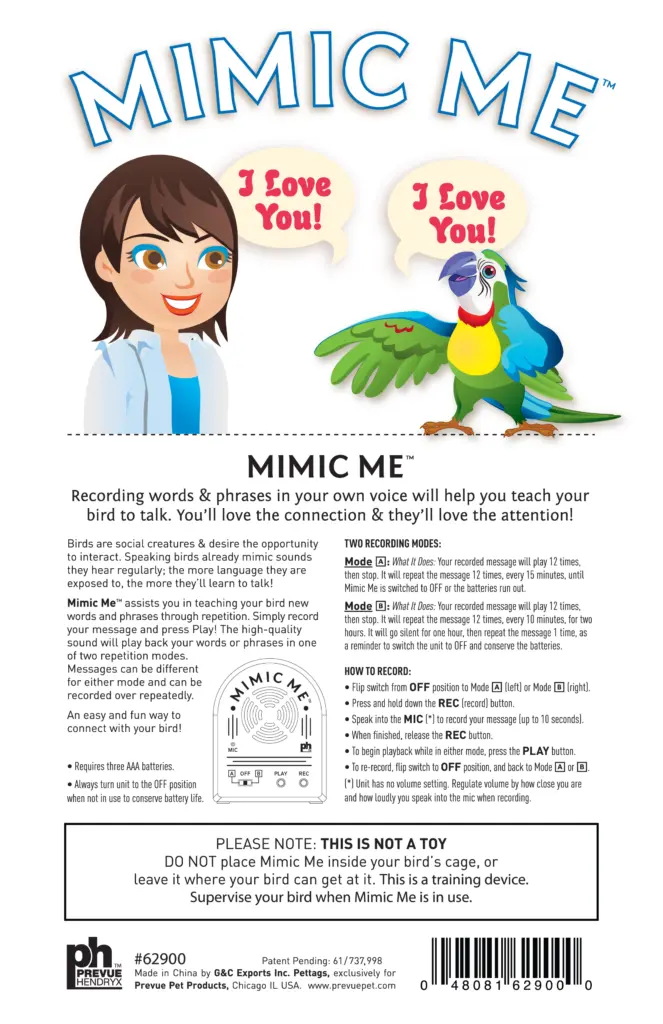 Mimic Me - instruction sheet