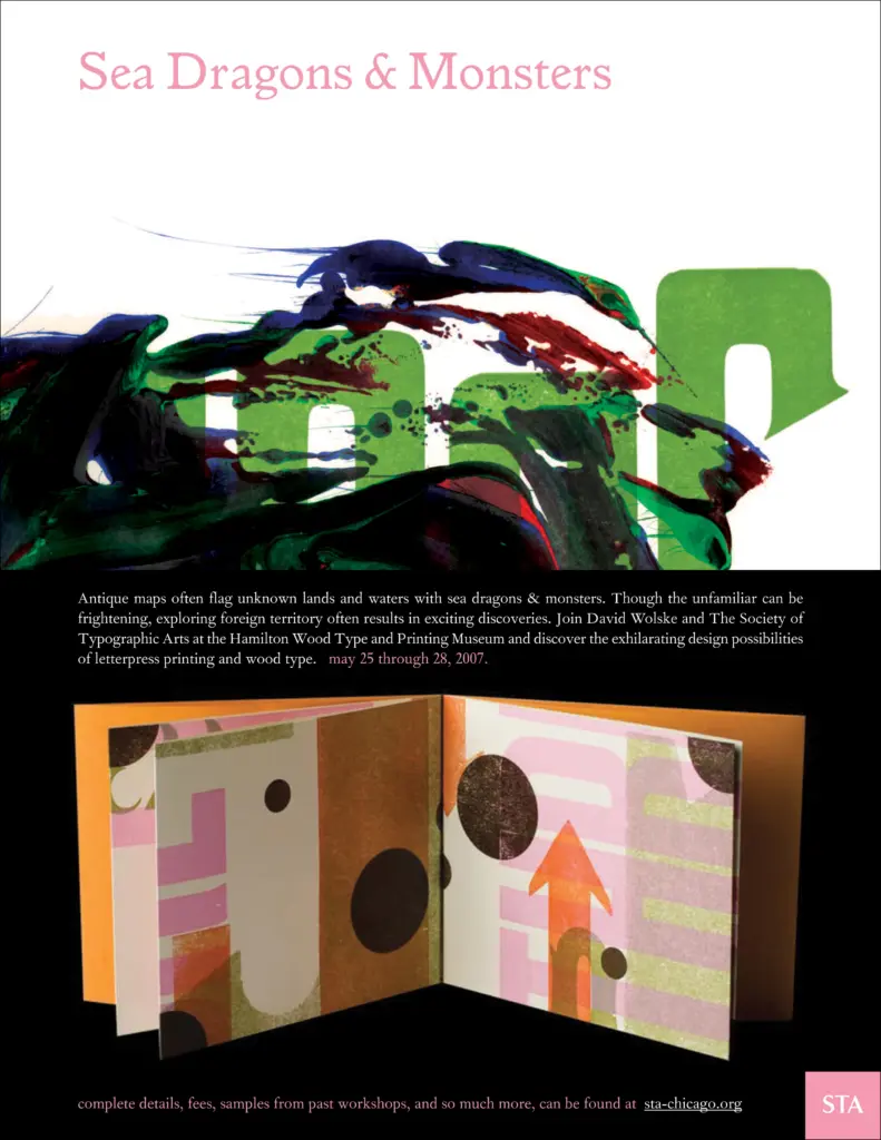 STA Wood Type Workshop "Sea Dragons & Monsters" poster