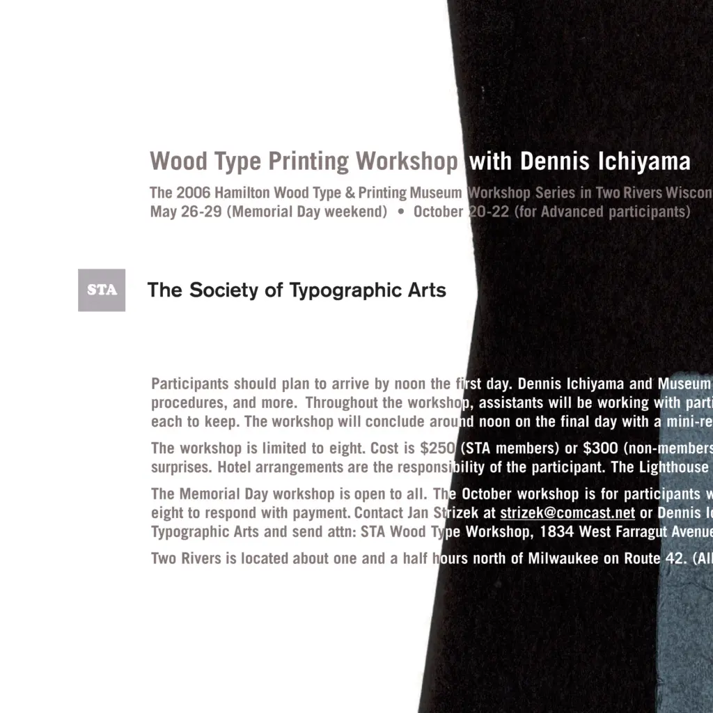 STA Wood Type Workshop - poster detail