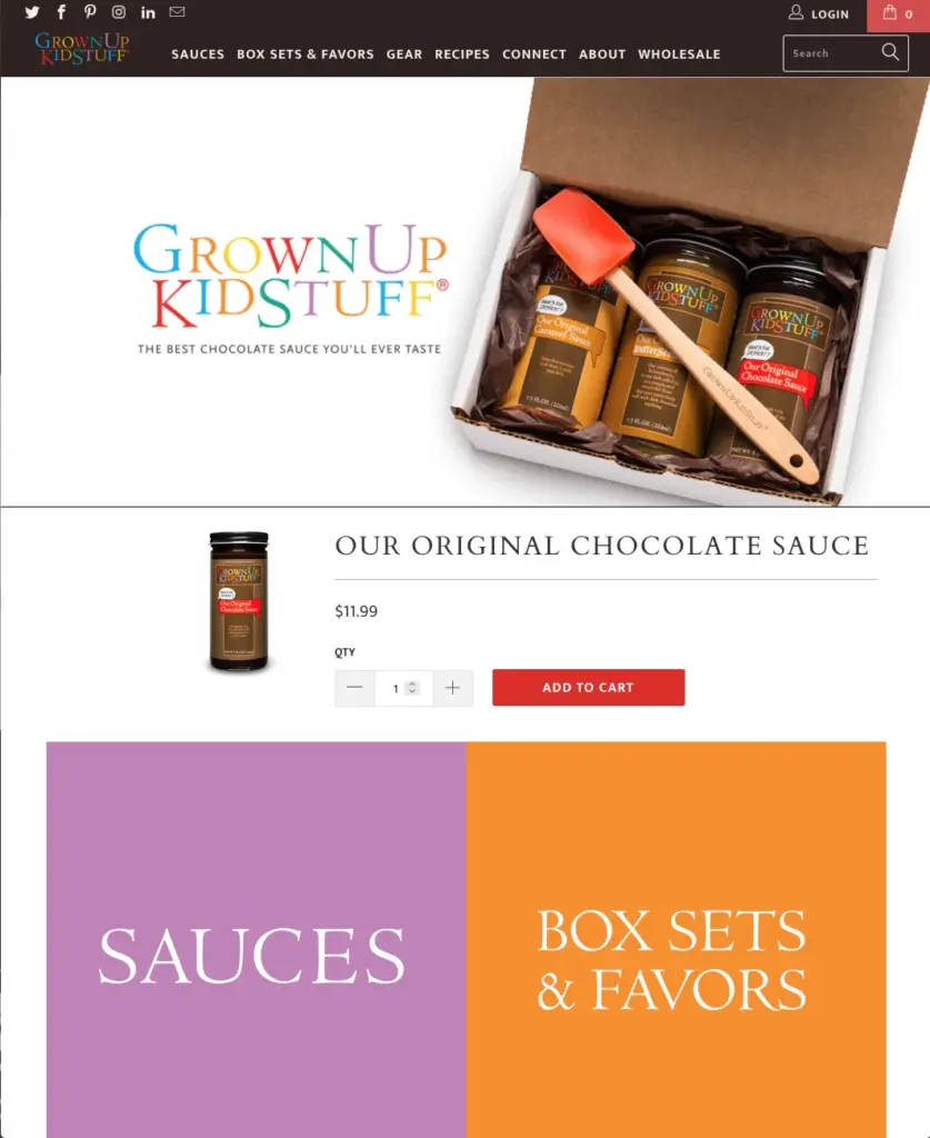 GrownUp KidStuff website - home page screen detail